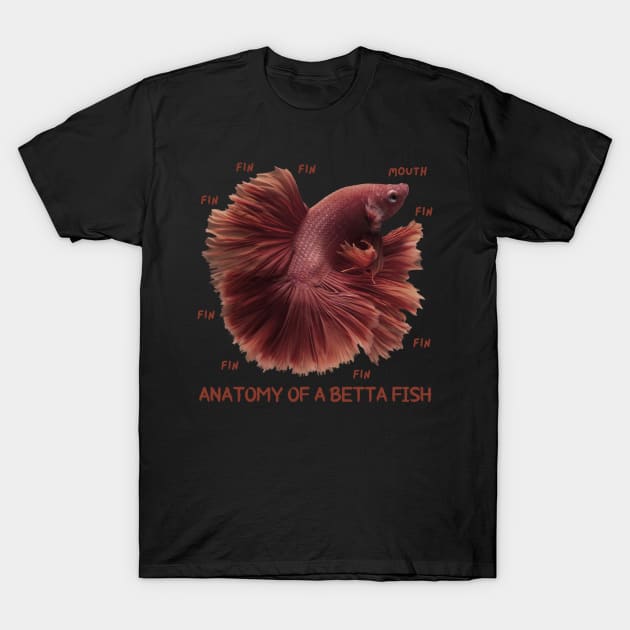 Anatomy of a Betta Fish, Funny Labels T-Shirt by CentipedeWorks